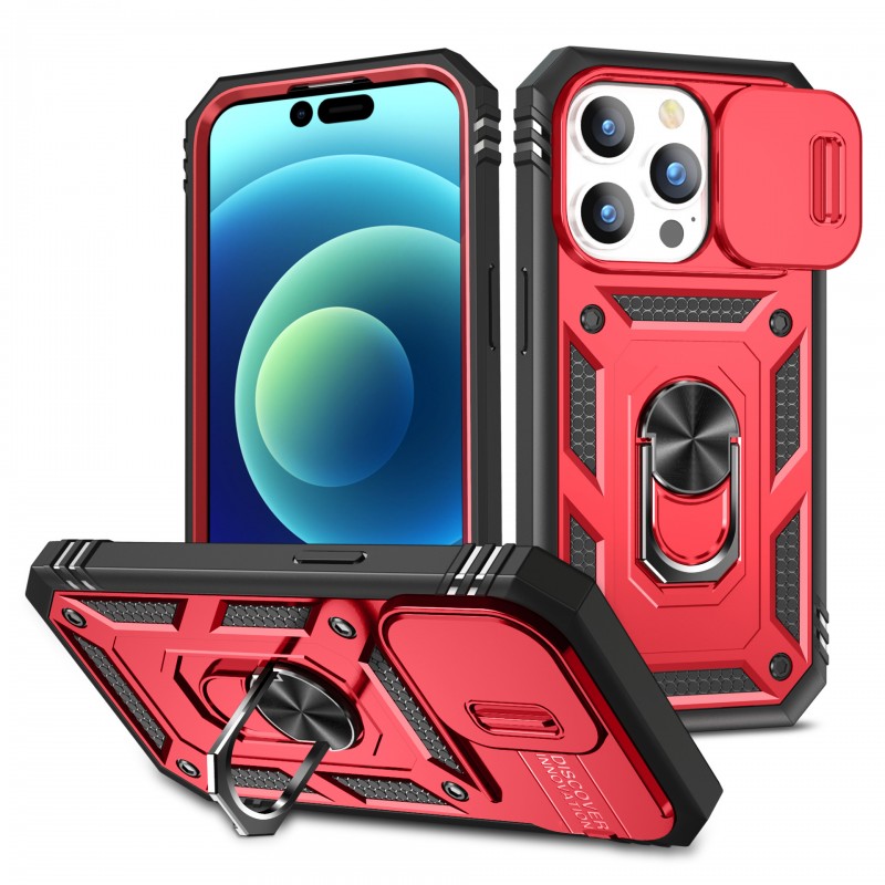 Suitable for iPhone Hard Heavy Duty Case with Magnetic Absorption, Finger Ring, Anti-drop